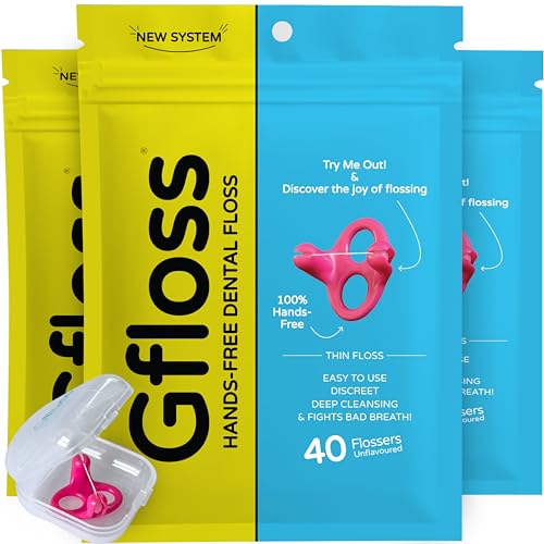 Gfloss Hands-Free Dental Floss - 120 Count (Pack of 3) + Light Travel Case - Easy to Use, Discreet Flossers for Adults | Travel Floss | Thin Soft Floss | PFAS-Free | Unwaxed - size: 120 Count ( pack of 3)