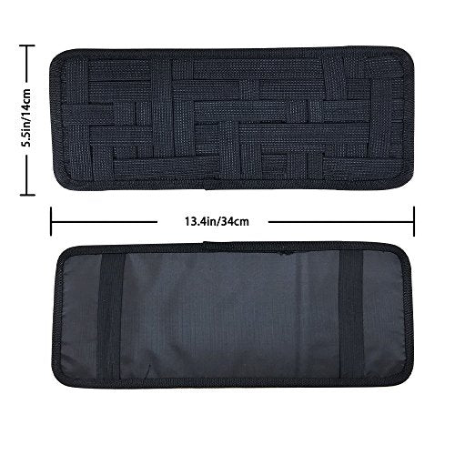 SourceTon 2 Packs Car Sun Visor Organizer, Car Visor Storage Anti-Slip Elastic Woven Board for Sunglass Holder Parking Fuel Card Digital Accessories