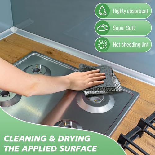 SINLAND Microfiber Dish Cloths Wash Clothes for Kitchen Best Kitchen Cloths Cleaning Cloth Poly Scour Side 12"x12" (5Pack, Dark Grey) - color: Dark Grey, size: 12inchx12inch 5pack