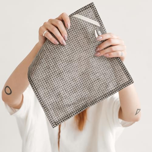 100% Flax Linen Washcloths - 4-Pack 10x10-inch Reusable Waffle Washcloths - Make up Removers Face Cloth - Black-Natural Waffle Weave Wash Cloths - Small Face Towels for Women - color: Black Natural, size: Washcloths