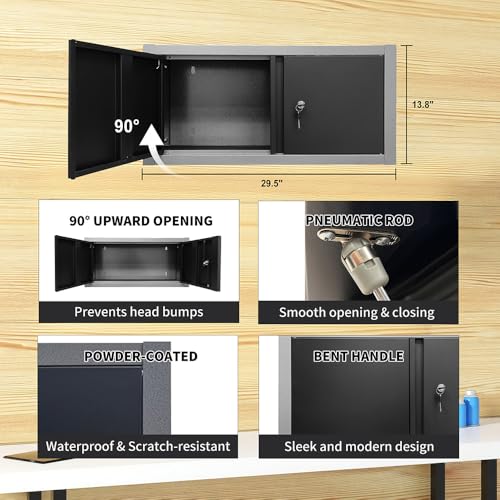 JZD Metal Wall Cabinet with Two Lockable Doors, Steel Wall Chest for Kitchen Warehouse Home Office Garage - size: M-03