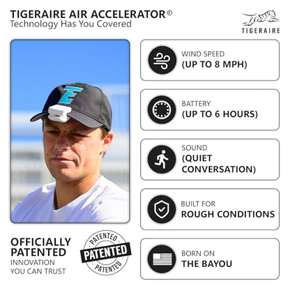 Tigeraire Lil Breezy Clip-On Hat Fan for Kids | 8 MPH Airflow, 6H Runtime, Rechargeable, Face and Head Cooling, Mini Personal Portable - color: White