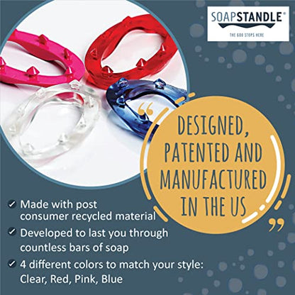 SoapStandle Bar Soap Gripper | No Goo or Mess Soap Holder for Bath and Showers | Non Slip Quick Dry Bar Soap Holder | Bathroom Accessories, Blue - 2-Pack - color: Blue