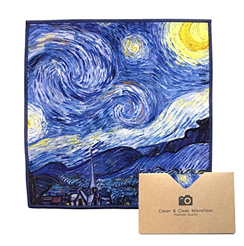 Large [6 Pack] Classic Art (Gogh Starry Night) - Ultra Premium Quality Microfiber Cleaning Cloths (Best for Camera Lens, Glasses, Screens, and All Lens.), Microfiber Cloth - color: Vincent Van Gogh "the Starry Night", size: 6 Pack