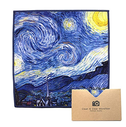 Large [6 Pack] Classic Art (Gogh Starry Night) - Ultra Premium Quality Microfiber Cleaning Cloths (Best for Camera Lens, Glasses, Screens, and All Lens.), Microfiber Cloth - color: Vincent Van Gogh "the Starry Night", size: 6 Pack