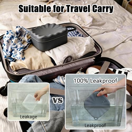 Square Travel Soap Case, Bar Soap Holder for Dr Squatch, Silicone Soap Case with Soap Saver, Portable Shampoo Bar Soap Box for Shower, Travel, Camp (Dark Gray) - color: Dark Gray