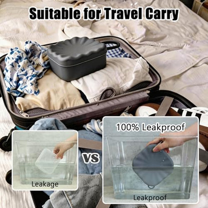 Square Travel Soap Case, Bar Soap Holder for Dr Squatch, Silicone Soap Case with Soap Saver, Portable Shampoo Bar Soap Box for Shower, Travel, Camp (Dark Gray) - color: Dark Gray
