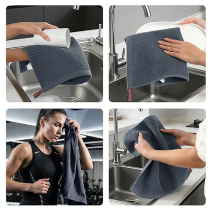 REDKISS 100% Cotton Waffle Weave Bath Towels 4 Piece - 27.5x55 Inches| Lightweight, Quick Dry & Highly Absorbent,Perfect for Spa, Gym, Travel, Guest Bathroom-Dark Gray - color: Dark Gray