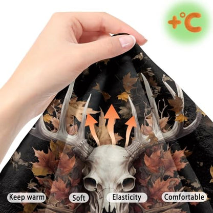 Deer Skull Maple Leaf Print 2 Pcs RV Dinette Cushion Covers Thickened Camper Seat Covers Dinette Booth Stretch Loveseat Sofa Chair Cover Furniture Protector for RV Camper Car Bench - color: Deer Skull Maple Leaf
