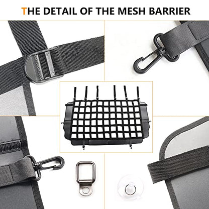 Pet Net Safety Dog Barrier for 2007-2026 Jeep Wrangler JK JL 4 Door Accessories, Behind Rear Seat Pet Dog Covers Trunk Cargo Isolation Liner Net for Jeep Wrangler