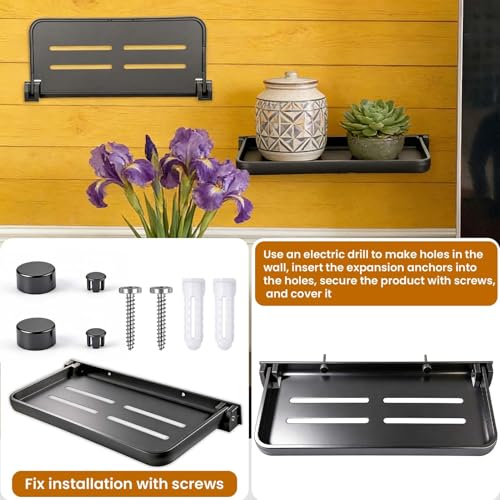 Aluminum RV Folding Wall Shelves, Wall-Mounted Hidden Foldable Shelf, RV Furniture Parts and Hardware, Space-Efficient Versatile Floating Storage for Laundry Room, Kitchen, Toilet Room