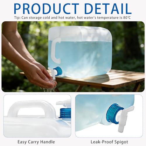 Nexboraque 2 Pack 5.3 Gallon Collapsible Container with Spigot, Foldable Water Jug Portable Camping Water Storage Carrier Jug for Outdoors Hiking Backpack & Emergency, Food Safe