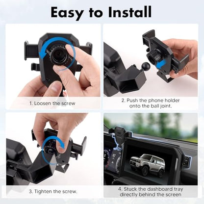 FIILINES Phone Holder for Toyota Land Cruiser 2024-2025 (Fit 12.3" Touch Screen), Phone Mount with Dash Organizer for Land Cruiser Accessories, 360 Degree Rotation Dash Mount Cell-Phone Holder - size: For Cruiser Prado LC250 2024-2025