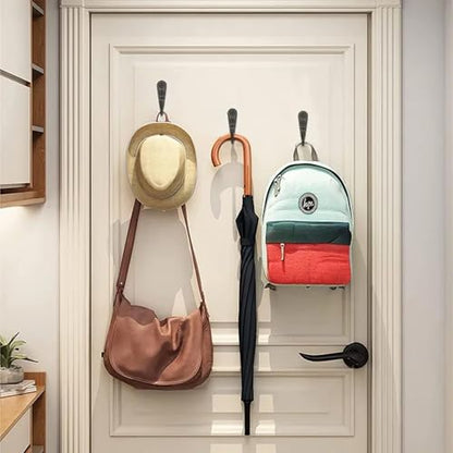 4 Pcs Wall Mounted Hooks for Bedroom,Bathroom,Kitchen,and Cabinet Hangers (with 8 Screws)-Silver - color: Silver