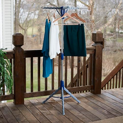 Household Essentials 5009-1 Collapsible Portable Indoor Tripod Clothes Drying Rack for Hanging Laundry | Silver and Blue Medium - size: Medium