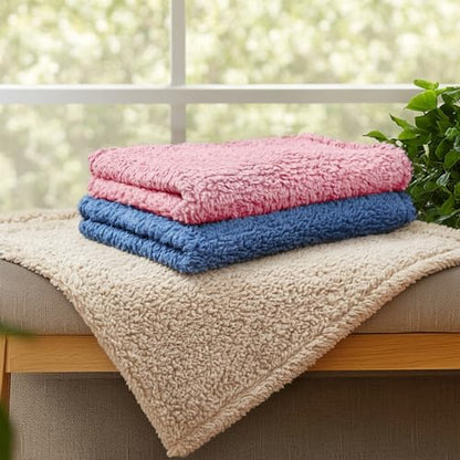 Luciphia 1 Pack 3 Calming Dog Blanket Fluffy Premium Fleece Pet Blankets Soft Sherpa Throw for Dogs Puppy Cat Beige/Pink/HazeBlue Large (41" x31") - color: Beige/Pink/Hazeblue, size: Large (Pack of 3)