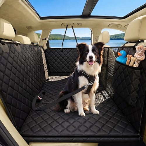 Victoper Back Seat Extender for Dogs, Dog Car Seat Cover with Detachable Hard Bottom Holds 440 LB, 600D Heavy Dog Seat Cover with Seatbelt, 100% Waterproof Backseat Extender for Sedan SUV Truck - color: Black, size: XL Pro(Hard Extender)