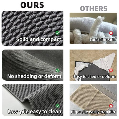 TYUU Bathroom Runner Rugs, Long Bath Mat Runner Washable Thin Quick Dry Low Pile Bathroom Runner Rugs Non Slip, Dark Grey 24"x70" - color: Dark Grey, size: 2' X 5'10" (Runner)