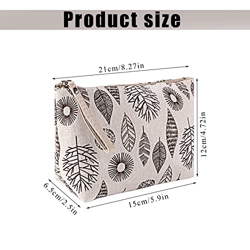 4 Pcs Canvas Cosmetic Bag, Multi-function Travel Makeup Bag Cosmetic Pouch with Zipper Travel Toiletry Bag Small Makeup Pouch Christmas Gifts Stocking Stuffers for Women - style: D
