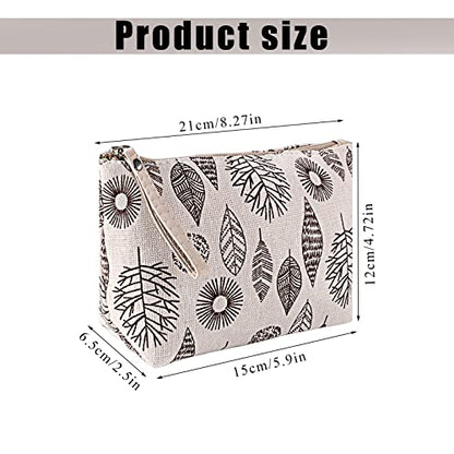 4 Pcs Canvas Cosmetic Bag, Multi-function Travel Makeup Bag Cosmetic Pouch with Zipper Travel Toiletry Bag Small Makeup Pouch Christmas Gifts Stocking Stuffers for Women - style: D