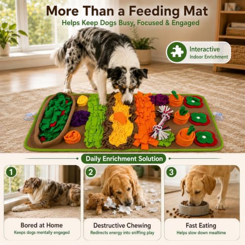 Snuffle Mat for Dogs – Extra Large 32'' x 20'', Washable Slow Feeder Dog Toy, Durable Interactive Dog Puzzle for Mental Stimulation & Nosework Training, with Anti-Slip Suction Cups - color: Green-Yellow