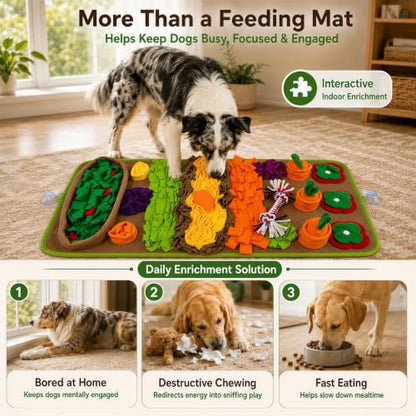 Snuffle Mat for Dogs – Extra Large 32'' x 20'', Washable Slow Feeder Dog Toy, Durable Interactive Dog Puzzle for Mental Stimulation & Nosework Training, with Anti-Slip Suction Cups - color: Green-Yellow