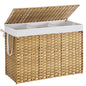 SONGMICS Laundry Hamper with Lid, 52.8 Gallon (200 L) Synthetic Rattan Clothes Laundry Basket with Lid and Handles, Foldable, Removable Liner, Goose Yellow ULCB320Y01 - color: Goose Yellow, size: 200 L