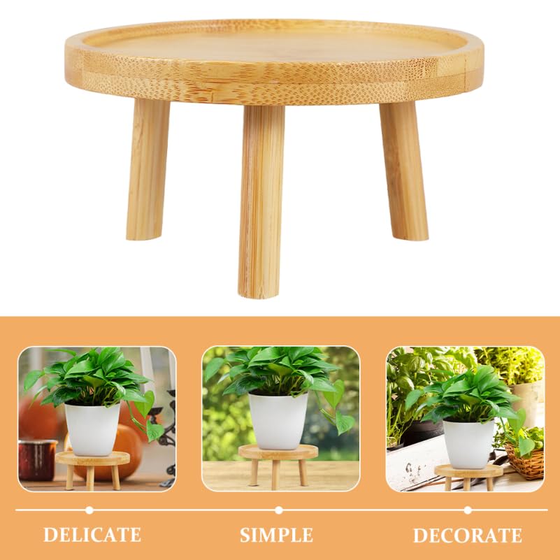 DOITOOL 5 Inch Small Indoor Plant Stand for Flower Pots Round Wooden Plant Stool Pedestal Succulent Holder Display Riser for Tabletops Living Rooms Bonsai and Home Decor