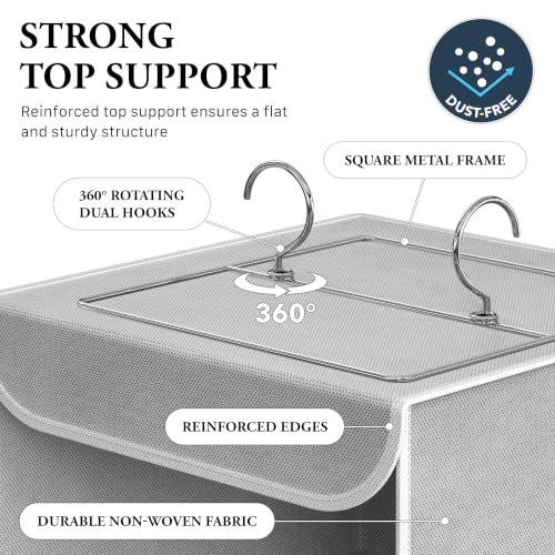 Simple Houseware 3-Shelf Hanging Closet Organizer, Fabric Storage Shelves with 57L Capacity, Gray - color: Grey