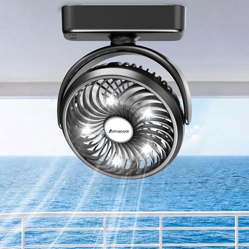 AMACOOL 5000mAh Magnetic Cruise Golf Cart Fan, Camping Fans with Hook, Ultra-Compact Travel Fan for Sleeping, Work Light Tool Gifts for Men Dad BBQ Grill, Travel Camping Cruise Essentials 2026 - size: 5.5 inch