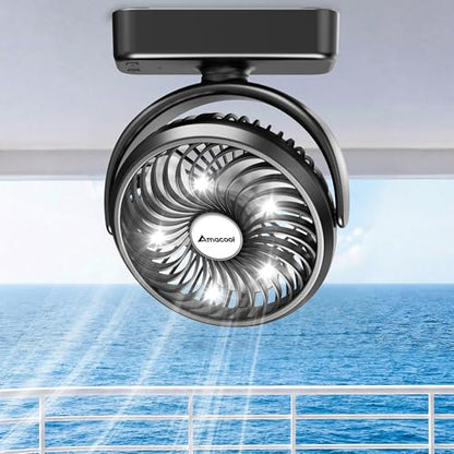 AMACOOL 5000mAh Magnetic Cruise Golf Cart Fan, Camping Fans with Hook, Ultra-Compact Travel Fan for Sleeping, Work Light Tool Gifts for Men Dad BBQ Grill, Travel Camping Cruise Essentials 2026 - size: 5.5 inch