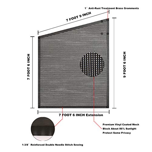 Shadeidea RV Awning Sun Shade Screen for Side Panel - 9' 6'' X 7' 6'' -Black Mesh Sunshade Motorhome Camping Trailer UV Sunblocker Canopy Sunscreen - 3 Year Warranty - size: 9' 6'' x 7' 6'' -Actual Measurement