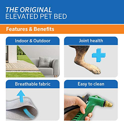 Coolaroo Original Elevated Dog Bed - Breathable Off-The-Ground Pet Bed with Cooling Fabric, Joint Relief & Moisture-Resistant Fabric, 100% Recyclable, Easy Clean, Aquatic Blue, Large - color: Aquatic Blue, style: Large Dog Bed