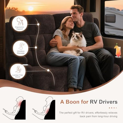 RV Loveseat Recliner Sofa, Reclining Loveseats Couch for RV Furniture, Home Theater Seating with Massage, USB, Insert Pockets, Cup Holders, 150° Wall Hugger RV Recliners Sleeper Sofa - color: Velvety Brown, size: Loveseat-G1