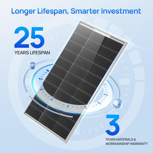 ECO-WORTHY 100 Watt Solar Panel 18 Volt Monocrystalline Solar Panel High Efficiency Module RV Marine Boat Caravan Off Grid - style: 100W N-Type Solar Panel