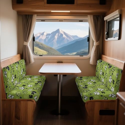Green Shamrock Pattern 2 Pack RV Dinette Cushion Covers Breathable Camper Cushion Slipcover Replacement Non-Slip St. Patrick's Day Accessories for RV Camper Car Bench - color: Green Shamrock