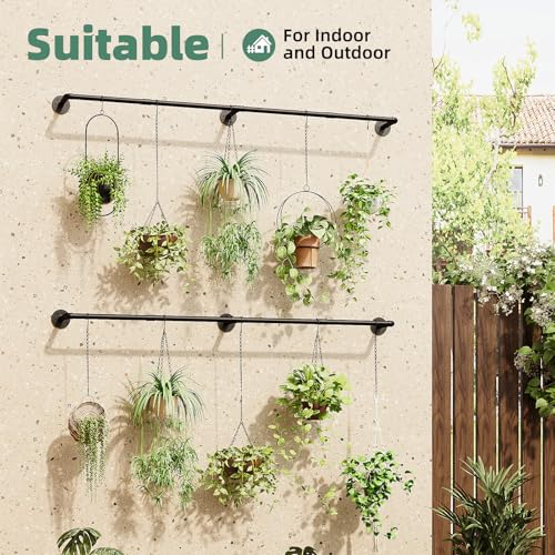 Galood Plant Hanger Indoor Hanging Planters for Indoor Plants Hanging Plant Holder Window Plant Rod Black Metal Shelves 70.8 Inch 2PCS Pot not Included - size: Black 70.8 in*2