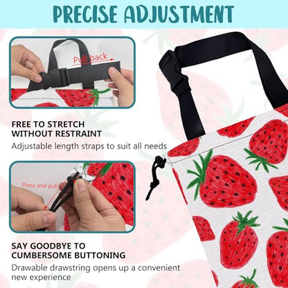 Car Garbage Bag Red Sweet Strawberry Drawstring Car Trash Bag Hanging for Back Seat with Adjustable Buckle Canvas Vehicle Trash Can Easy-to-Install - color: Red Sweet Strawberry