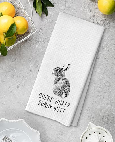 Advivio Guess What? Funny Bunny Rabbit Butt Kitchen Towels Flour Sack Tea Towels, Easter Hand Towels for Bathroom, Rabbit Lovers Teen Girls Gifts - color: Guess What? Towels