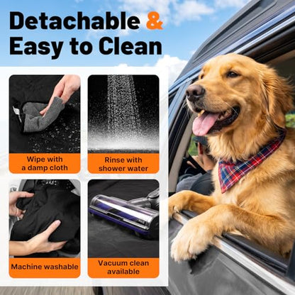 Dog Back Seat Cover, Rear Seat Protector Waterproof Dog Hammock Black | 600D Oxford Fabric, Waterproof PVC Coating, Nonslip Bottom, 7-layer Design, for Sedan, Trucks and SUV