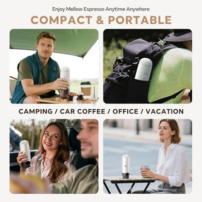 i Cafilas Portable Espresso Machine Self-Heating | Battery Powered Coffee Maker for Camping without Electricity| 2-in-1 Ground Coffee&NS Capsule|19 Bar| USB-C Fast Charge| White Coffee Maker for Car - color: White 03
