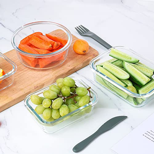 KOMUEE 24 Pieces Glass Food Storage Containers Set, Meal Prep Containers, BPA-Free Airtight Glass Storage Containers with lids, Freezer, Microwave and Oven Safe, Red - color: Red