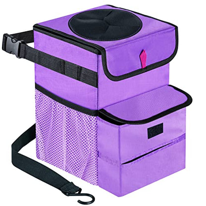 Car Trash Can Foldable Garbage Bin Leakproof 3 Gallons Purple - color: Purple, size: Large