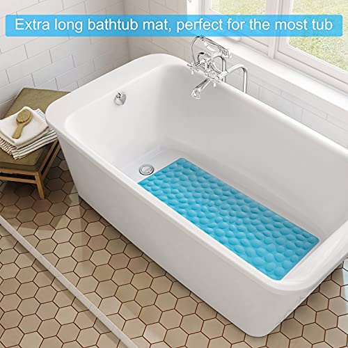 Non-Slip Bathtub Mat OTHWAY Soft Rubber Bathroom Bathmat with Strong Suction Cups (Blue) - color: Blue, size: 40" x 16" (Rectangular)