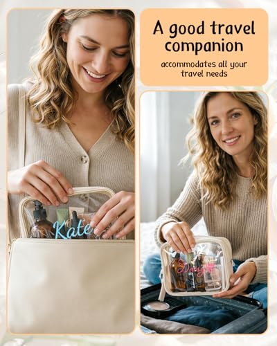 Personalized Clear Makeup Bag For Women Men, Toiletry Pouch with Zipper Reinforced Seams, Custom Travel Water Resistant Storage Car Organizer(S/M/L)