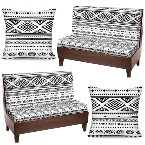 6 Pcs RV Dinette Cushion Covers Set Boho Geometric Aztec Camper Cushion Covers Western Replacement Washable RV Camping Seat Covers for Travel Trailer Motorhome Booth Dinette Camper Interior Decor - color: Boho Geometric