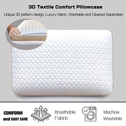 Memory Foam Pillows Standard Size, Medium Firm Pillow for Sleeping, Orthopedic Bed Pillow for Side, Back Sleepers, Ventilated Gel Foam Pillow with Washable Cover, 23.6" x 15.7"x 5.1" - size: Standard (Pack of 1)