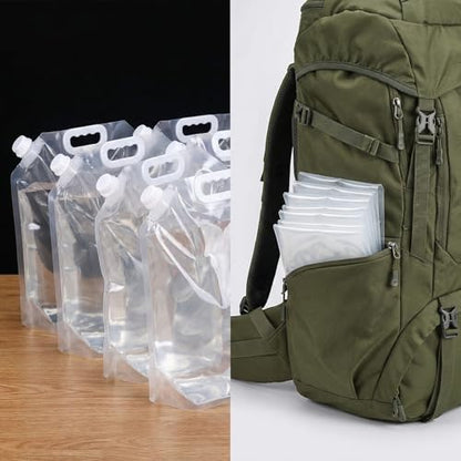 6 Pack Collapsible Water Container Set (2x10L, 2x5L, 2x3L),Food Grade Water Storage Jugs for Camping, Hiking, Hurricane Emergency Kit, Leakproof Portable Water Carrier Bag & Tank
