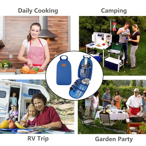 Gold Armour 13 Piece Camp Kitchen Utensil Organizer Travel Set - Essential Outdoor Camping Gear & Accessories Kit, Portable BBQ Camping Cookware Stainless Steel Travel Kit Equipment