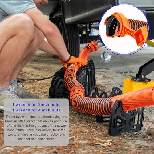 Ohleats 2 PCS RV Sewer Hose Wrench, Multi Purpose Fittings Wrench to Connect and Disconnect Sewer Hoses, Fits Most 3 Inch and 4 Inch Male/Female RV Sewer Caps, RV Accessories